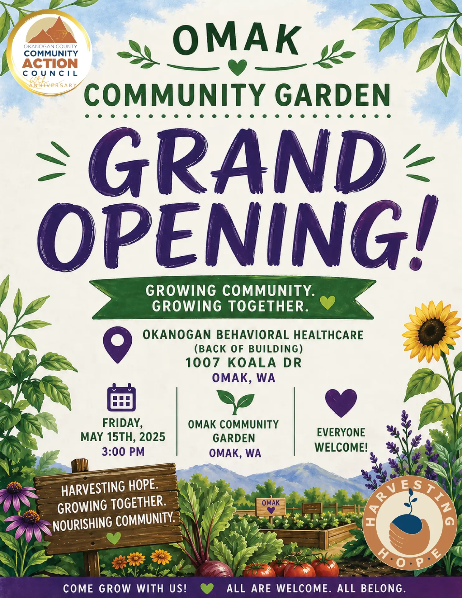 Omak Community Garden Grand Opening Friday May 15th, 2026, at 3pm